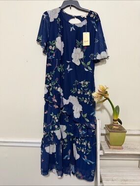 NWT Yumi Mesh Bird and Floral Dress Size 18